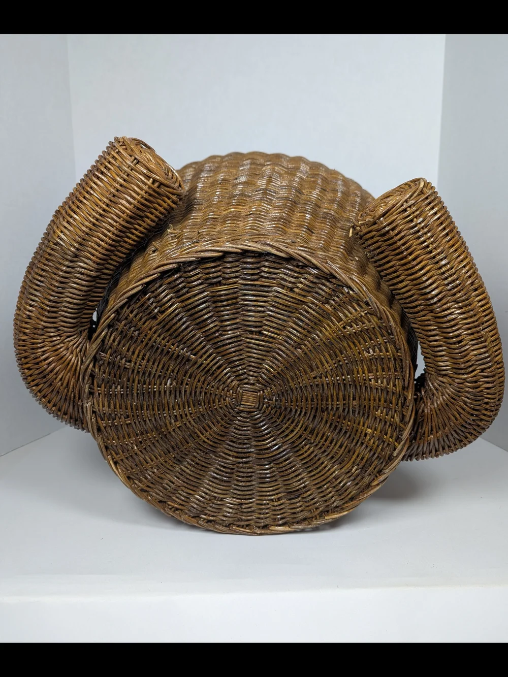 Vintage MCM Whimsical Wicker Bear Laundry Toy Hamper Storage